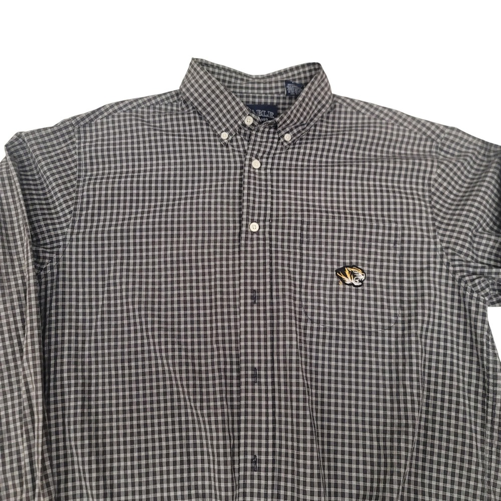 Crable Since 1989 Mens Button Down Shirt Gingham Check Mizzou Patch‎